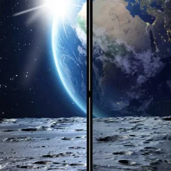 Paravent mit Mond & Erde Weltraummotiv - Laviette