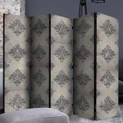 Paravent mit Ornament Muster in Grau - Scandrec