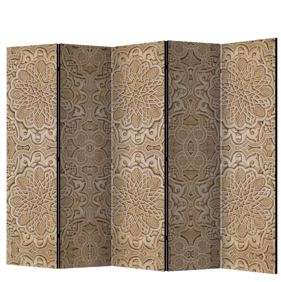 Paravent mit Ornament Muster in Beige - Ratrongo