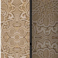 Paravent mit Ornament Muster in Beige - Ratrongo