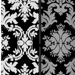 Paravent mit Ornament Muster in Schwarz Weiß - Metallin