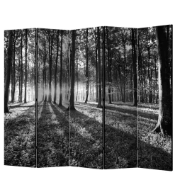 Paravent mit Schwarz-Weiss Druck Wald - Norte
