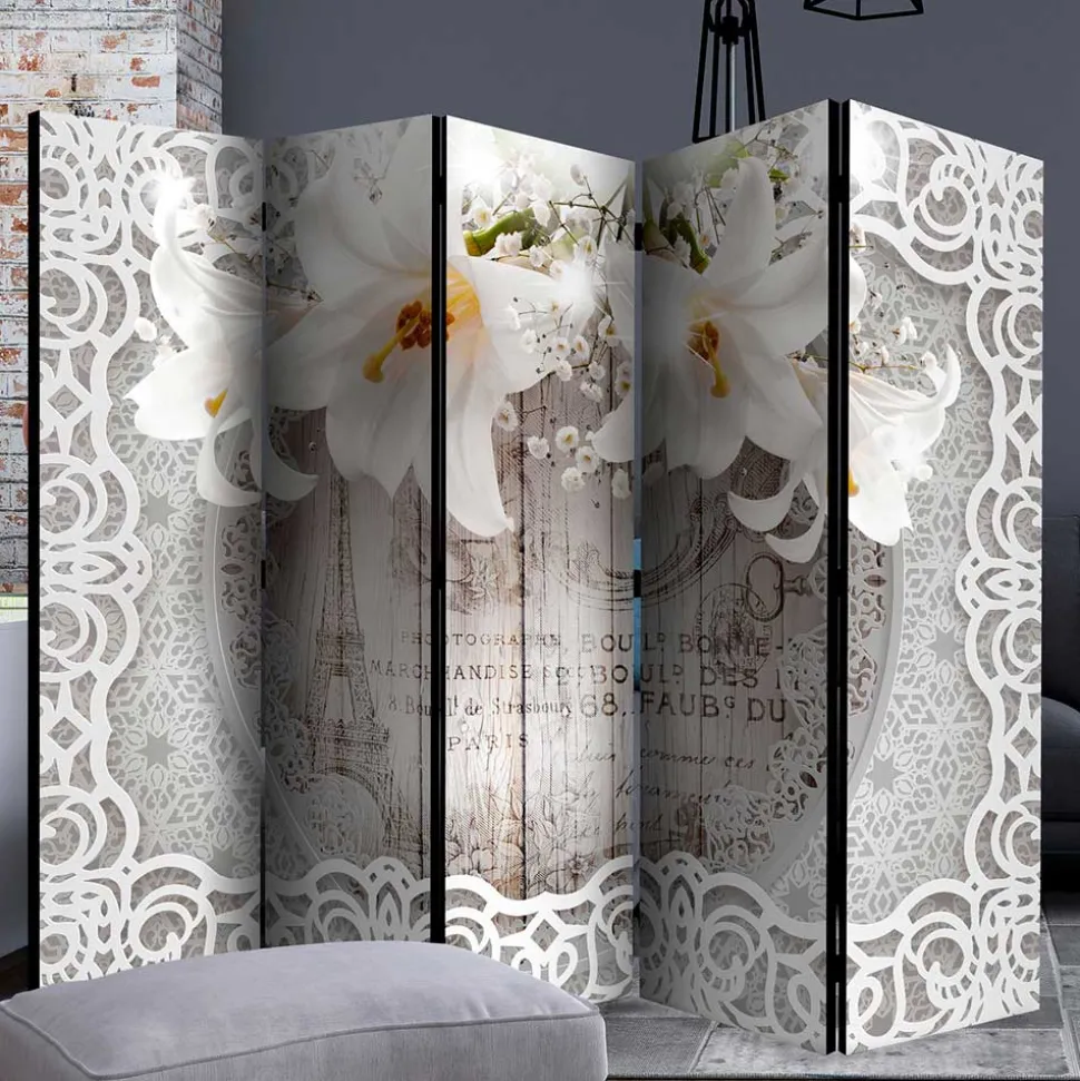 Paravent mit Vintage Motiv Paris Lilien - Crane