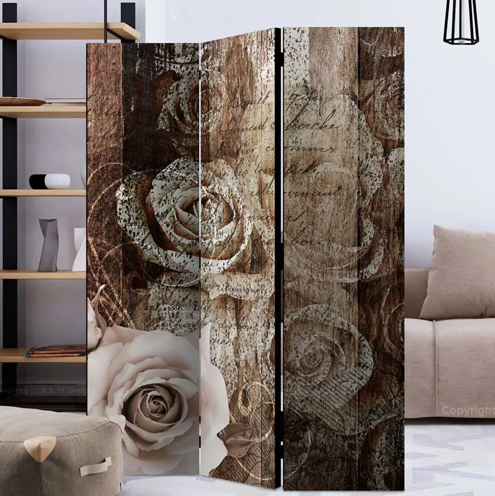 Paravent mit Vintage Rosen Motiv - Lavaco
