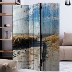 Paravent Vintage Look Strand Meer - Centres