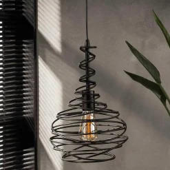 Pendelleuchte mit Drahtschirm geschwungen - Brozana