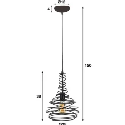 Pendelleuchte mit Drahtschirm geschwungen - Brozana