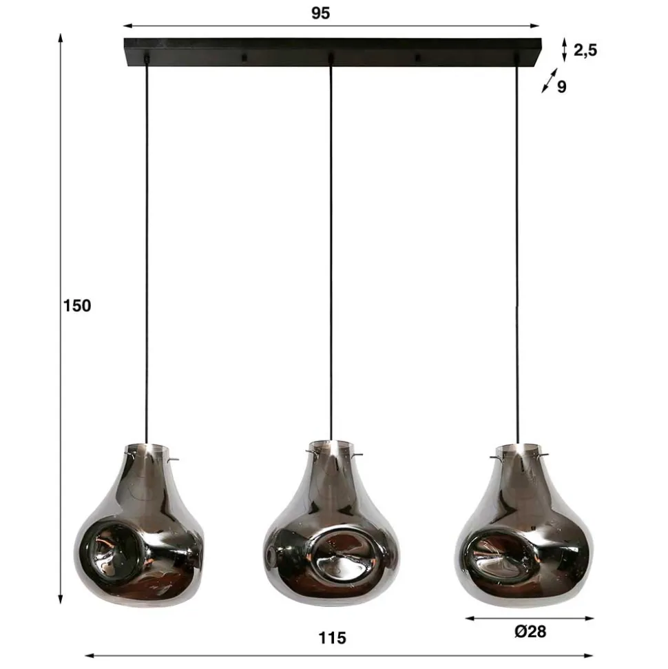 Pendelleuchte mit drei Tropfen Design Schirmen - Vincent