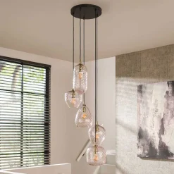 Pendelleuchte mit verschiedenen Glasschirmen - Frecona