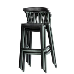 Pflegeleichter Barstuhl in Graugrün - Ecdo (2er Set)