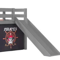 Piratenhochbett mit Rutsche in Grau - Ainbols