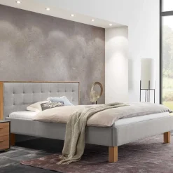 Polsterbett Doppelbett in Grau Stoff - Pays