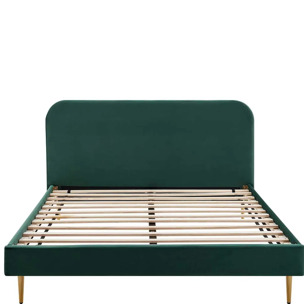 Polsterbett in Dunkelgrün Samt - Pleasure
