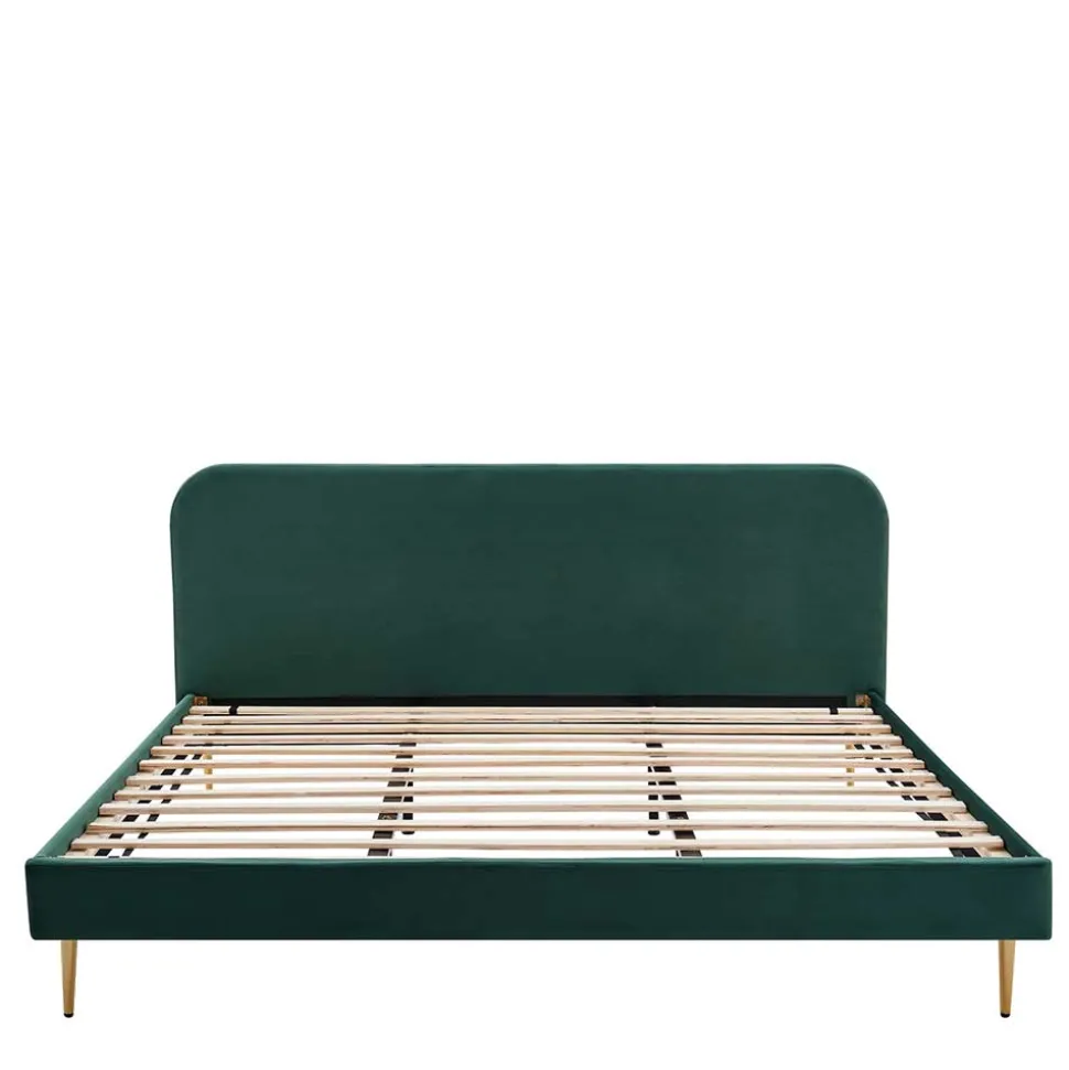 Polsterbett in Dunkelgrün Samt - Pleasure
