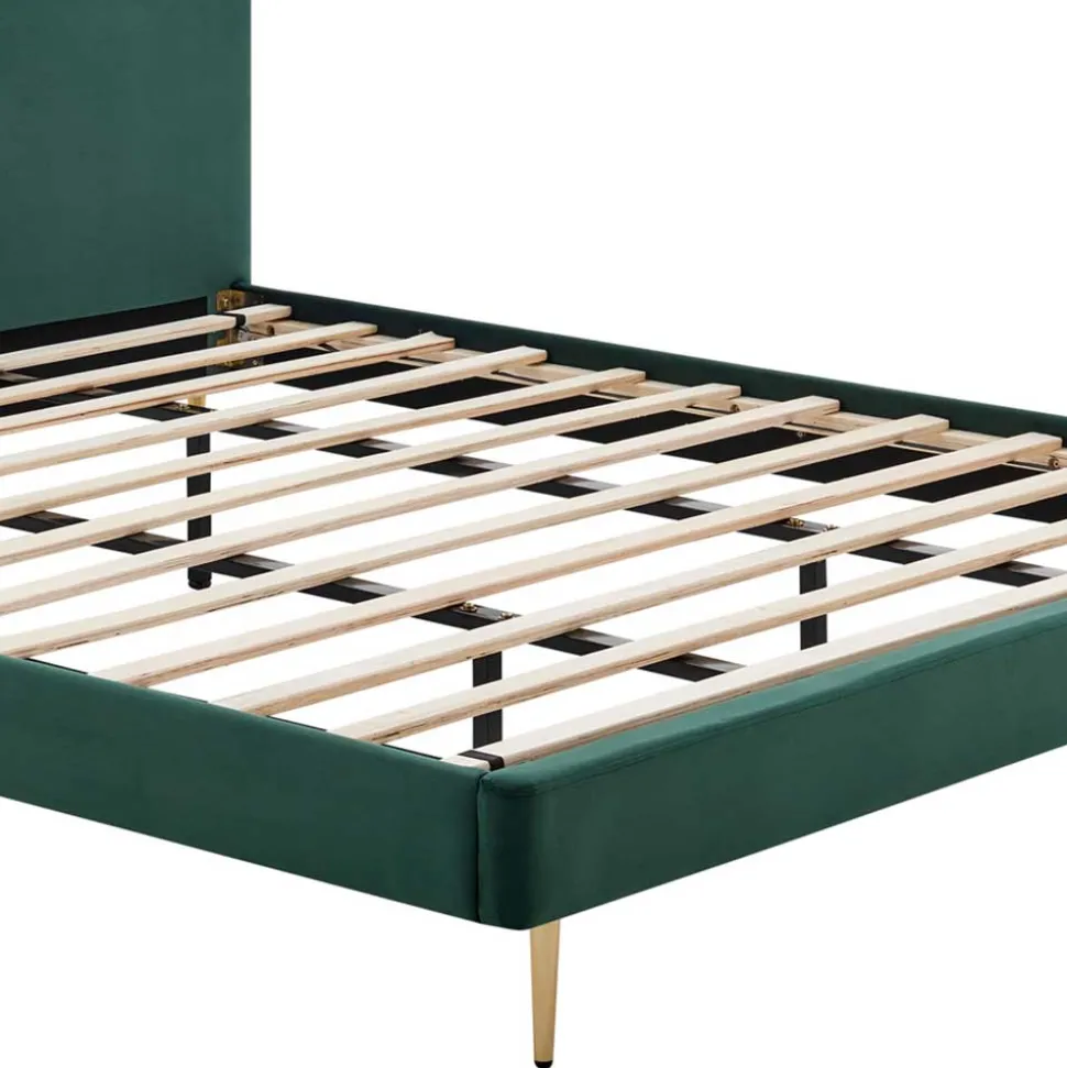 Polsterbett in Dunkelgrün Samt - Pleasure