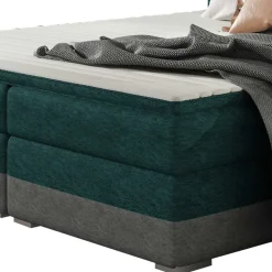 Polsterbett in Dunkelgrün und Grau - Susana