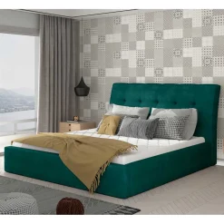 Polsterbett in Dunkelgrün Velours - Janilea