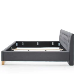 Polsterbett in Grau & Eiche - Saludio