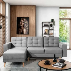 Polsterecke in Hellgrau mit Bettfunktion - Pleasure