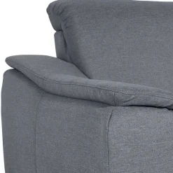 Polsterecke in Jeansblau mit Nussbaum - Ilea