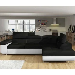 Polsterecke in Schwarzbraun Weiß mit Funktion - Ziariva