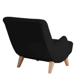 Polsterhocker in Schwarz und Buche - Leverias