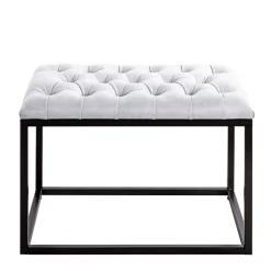 Polsterhocker mit Knopfheftungen in Grau - Zalyna