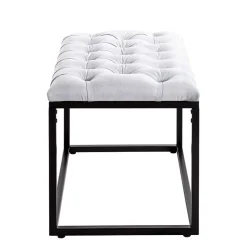 Polsterhocker mit Knopfheftungen in Grau - Zalyna