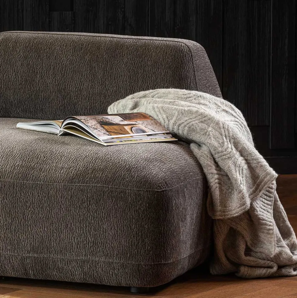 Polsterhocker mit verstellbarer Rückenlehne in Dunkelgrau - Atan