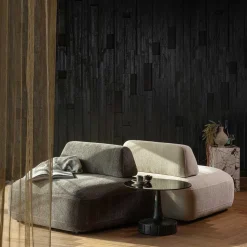 Polsterhocker mit verstellbarer Rückenlehne in Dunkelgrau - Atan