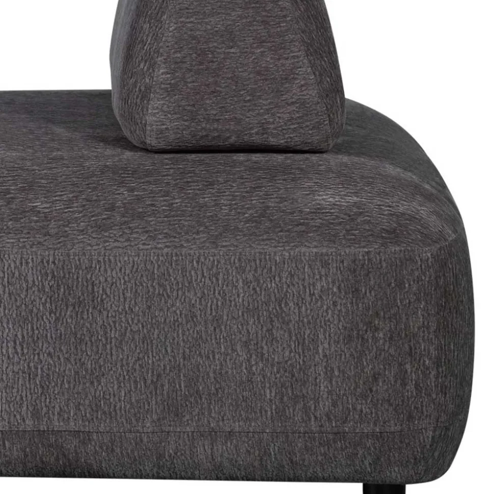 Polsterhocker mit verstellbarer Rückenlehne in Dunkelgrau - Atan