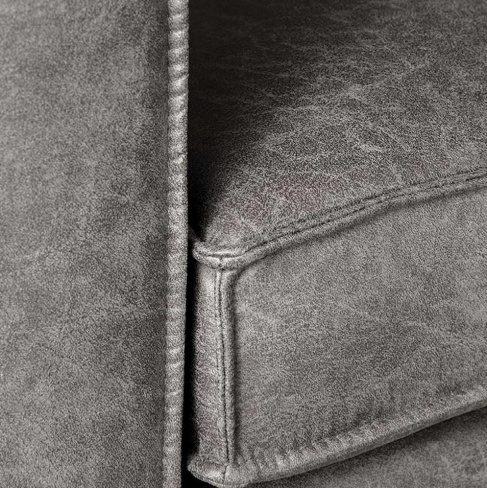 Polstersessel aus Recyclingleder in Grau - Latizia