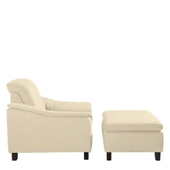 Polstersessel in Beige und Nussbaum Braun - Nando