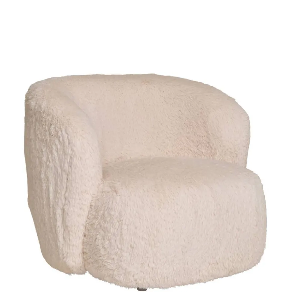 Polstersessel in Offwhite Webplüsch - Eddy