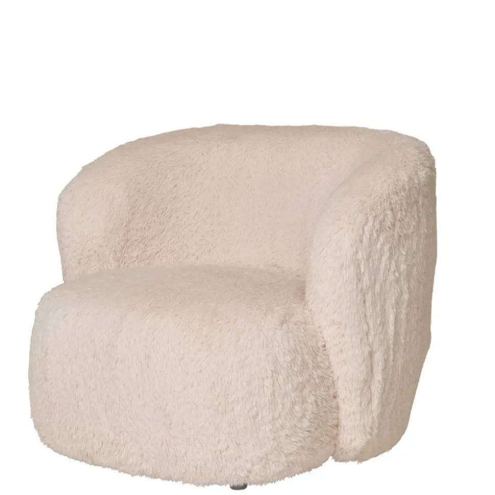 Polstersessel in Offwhite Webplüsch - Eddy