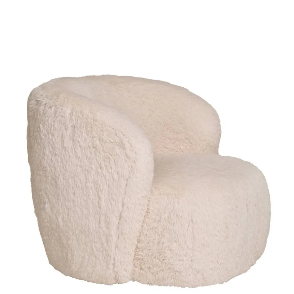 Polstersessel in Offwhite Webplüsch - Eddy