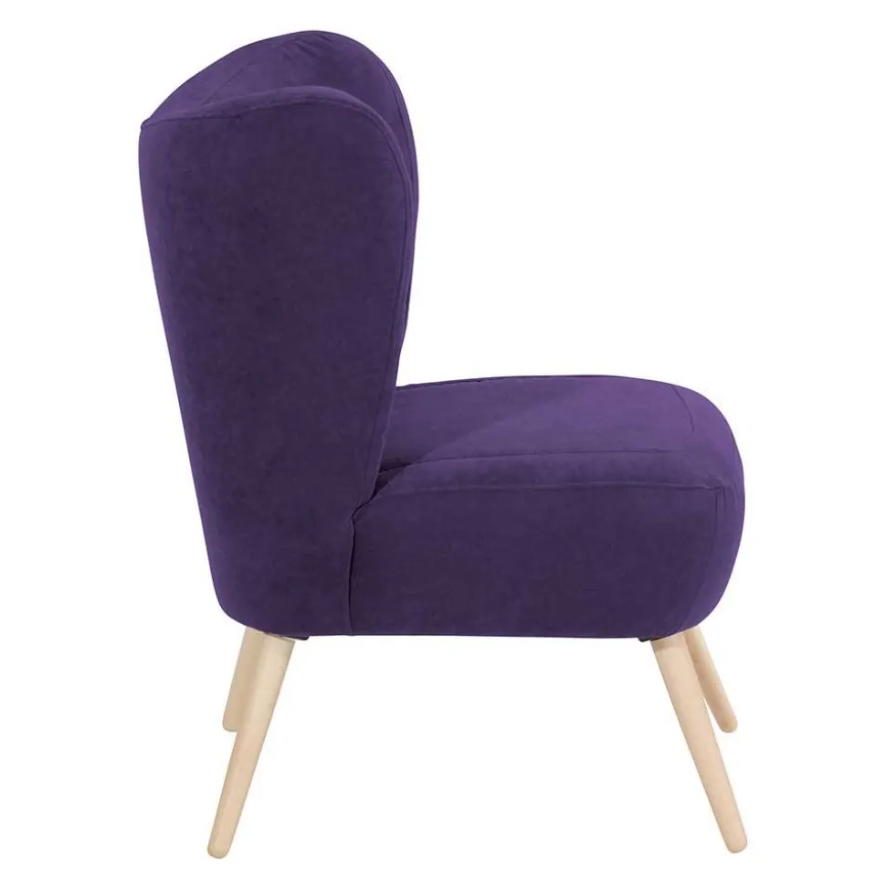 Polstersessel in Violett Velours - Coralla