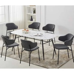 Polsterstühle in Dunkelgrau Boucle - Ciribati (2er Set)