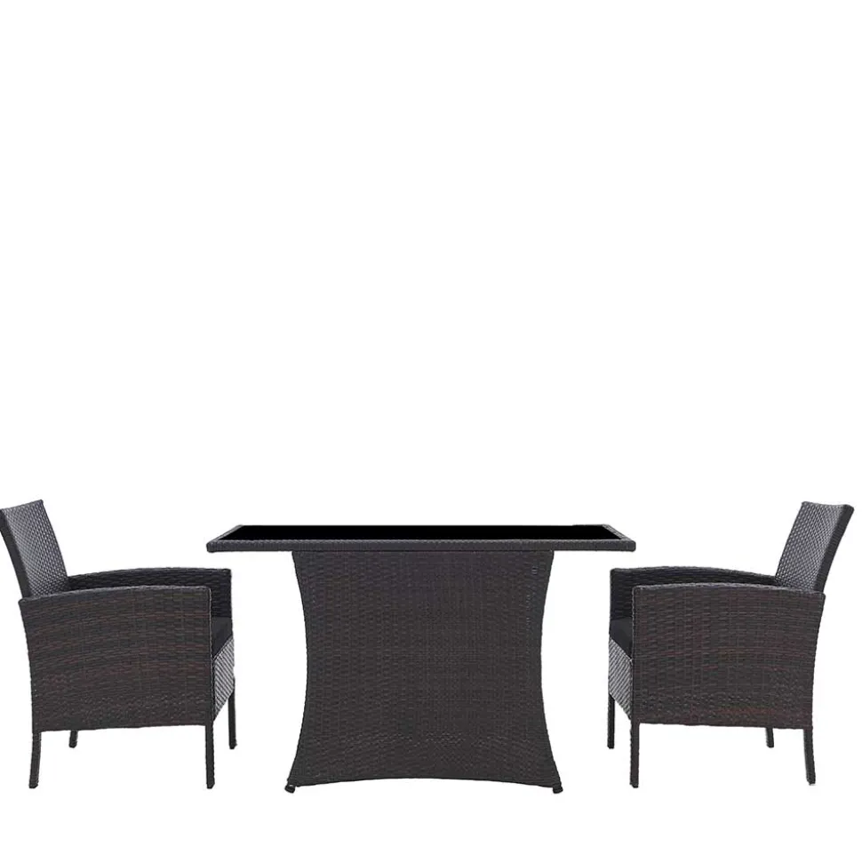 Polyrattan Tischgruppe für 2 Personen - Eneriffo (dreiteilig)