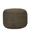 Pouf Hocker in Oliv Grün aus Jute - Delius