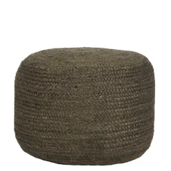 Pouf Hocker in Oliv Grün aus Jute - Delius