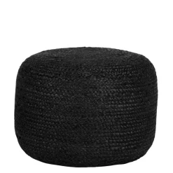 Pouf Hocker in Schwarz Jute Geflecht - Racussa