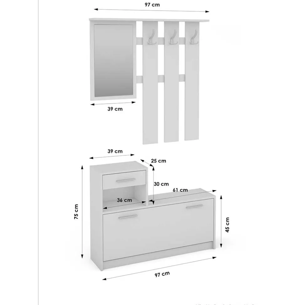 Preiswerte Flureinrichtung zweifarbig - Vinzent (zweiteilig)