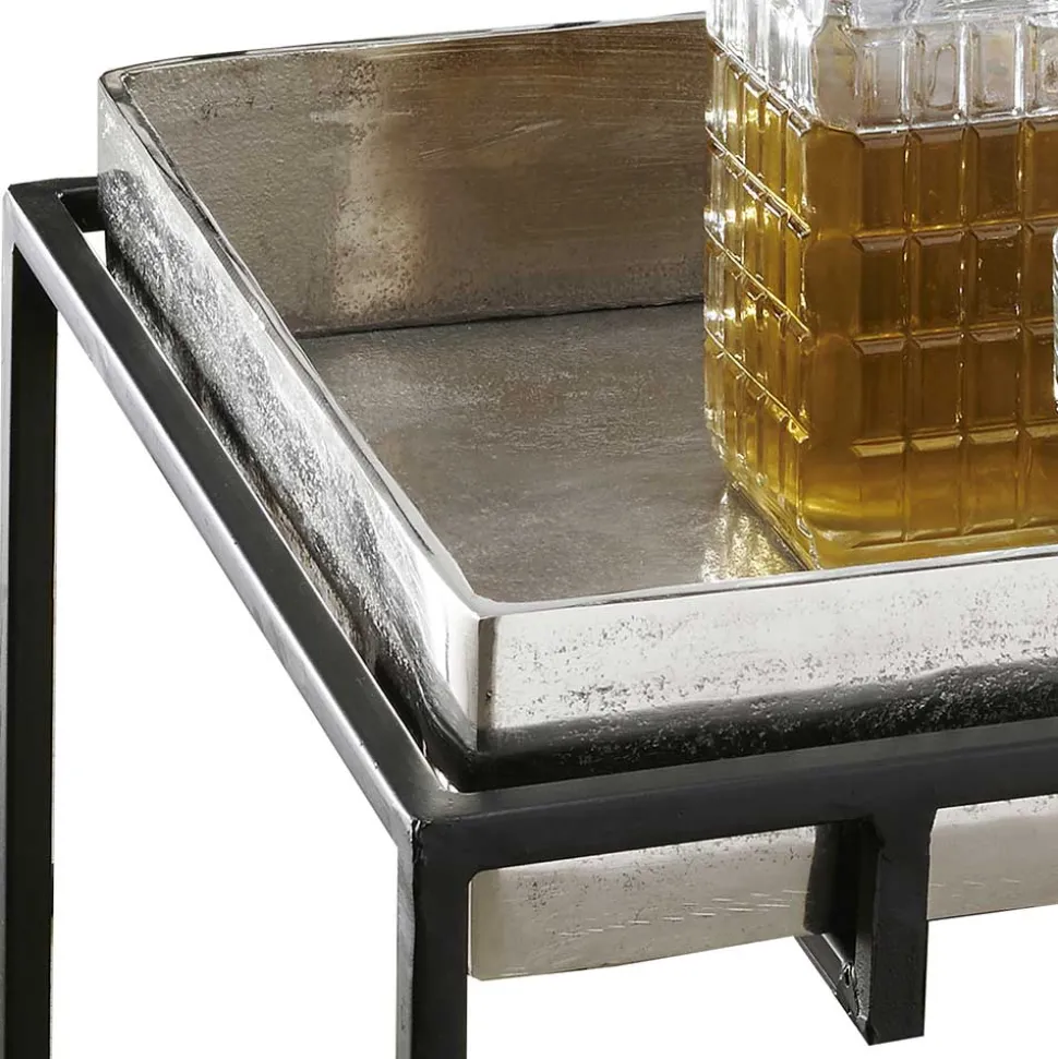 Quadrat Beistelltisch aus Alu in Nickel - Ivany