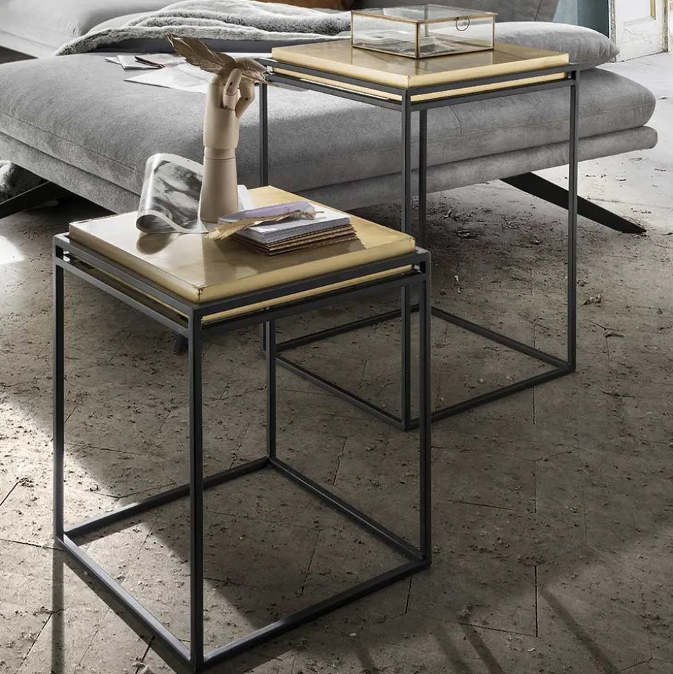 Quadratische Beistelltische in Gold - Miaoly (zweiteilig)