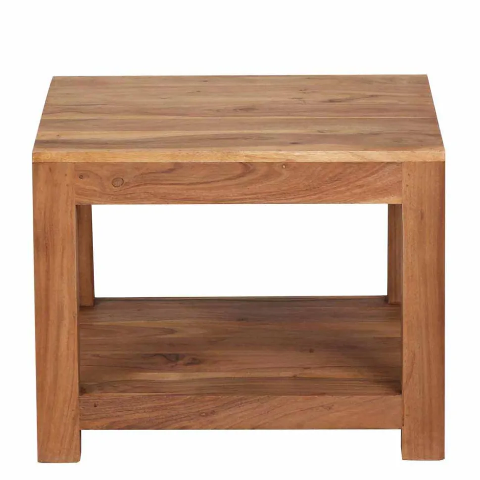 Quadratischer Couchtisch Vislan aus Holz naturbelassen Akazie massiv