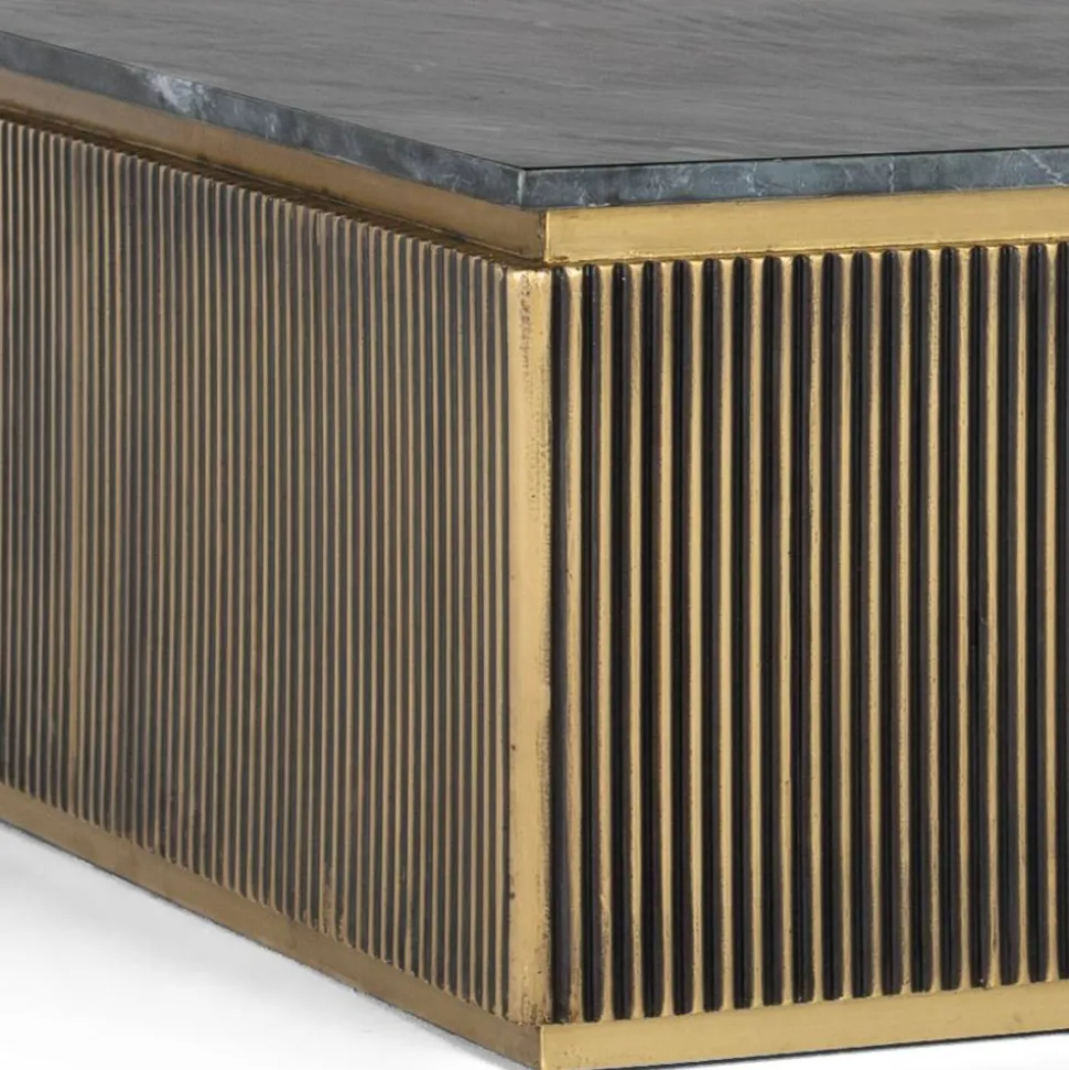 Quadratischer Wohnzimmertisch mit Marmorplatte - Hayato