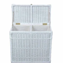 Rattan Geflecht Wäschetruhe mit 2 Kammern - Gulica