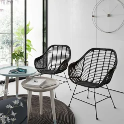 Rattan Geflechtstühle mit Armlehnen - Bregenza (2er Set)