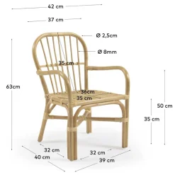 Rattan Kinderstühle mit 35 cm Sitzhöhe - Cigembas (2er Set)